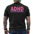 Adhdは私の超能力adhd意識セロトニン陽性 メンズTシャツ バックプリント