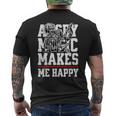 Angry Music Make Me Happy Heavy Metal Metalheads メンズTシャツ バックプリント