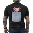Axolotl ポケットに入った魚 両生類 ペット ホワイト アホロートル トカゲ メンズTシャツ バックプリント