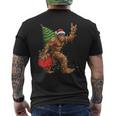 Christmas Tree Xmas Lights Santa Bigfoot Sasquatch Men's Back Print T-Shirt