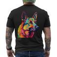 GERMAN SHEPHERD Rainbow Pop Art Retro Paint Splatter Dog Tank Top Men's Back Print T-Shirt