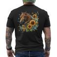 Horse Sunflower Butterfly Country Western Boho Horses Riding Men's Back Print T-Shirt