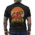 Jesus Has Your Back Jiu Jitsu レトロ クリスチャン メンズ レディース キッズ メンズTシャツ バックプリント