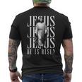 Jesus He Is Risen クリスチャン 復活 救世主 信仰 イースター メンズTシャツ バックプリント