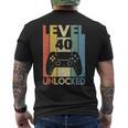 Level 40 Unlocked ideo Gamer 40Th Birthday メンズTシャツ バックプリント