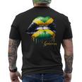 Lips Jamaican Flag Jamaica Love Travelacation メンズTシャツ バックプリント