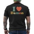 I Love Damon I Heart Damon レッド ハート バレンタイン メンズTシャツ バックプリント