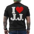 I Love Heart JJ Jj J J イニシャル メンズTシャツ バックプリント
