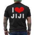 I Love Jiji 愛 ハート じーじ じいじ おじいさん 父の日 家族 家族写真 記念写真 おもしろ かわいい メンズTシャツ バックプリント