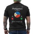 Philippines Is Calling And I Must Go フィリピン国旗シャツ メンズTシャツ バックプリント