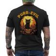 Purr-Evil お化け猫 ハロウィン メンズTシャツ バックプリント