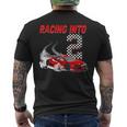 Racing Into 2Nd Birthday レースカー 2歳 幼児 男の子 メンズTシャツ バックプリント