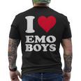 Red Heart I Love Emo Boys メンズTシャツ バックプリント