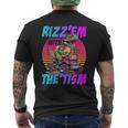 Rizz 'Em With The Tism 恐竜 T-Rex Meme Autism メンズTシャツ バックプリント