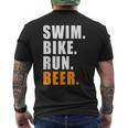 Swim Bike Run スイム バイク ラン ビール トライアスロン トライアスロン スポーツ メンズ レディース メンズTシャツ バックプリント