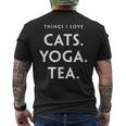 Things I Love Cats Yoga Tea Fun Cat ヨガtシャツ メンズTシャツ バックプリント