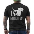 Wiener Dog ダックスフンド 犬 ペット愛好家 I Love Dachshunds メンズTシャツ バックプリント