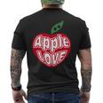 「Red Apple Fresh Fruit 」 ハート型 Love りんご フルーツ ユニークデザイン 長袖tシャツ メンズTシャツ バックプリント