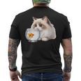 おさるのラグドール 猫と金魚 メンズTシャツ バックプリント