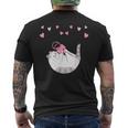 かわいい毛糸の猫はけん玉ハートを弾く メンズTシャツ バックプリント