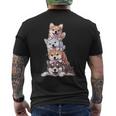 かわいい秋田犬が重ねて重ねられています メンズTシャツ バックプリント