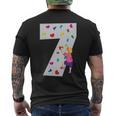 キッズ 7歳の誕生日パーティーケーキクライマークライムボルダリング メンズTシャツ バックプリント