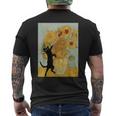 ゴッホ ひまわり 面白い 猫 アート 絵画 メンズTシャツ バックプリント