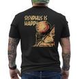 シーシュポス・イズ・ハッピー面白いギリシャ神話ミーム哲学 メンズTシャツ バックプリント