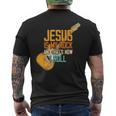 ジーザス・イズ・マイ・ロック・アンド・ザット・イズ・ハウ・アイ・ロール クリスチャン メンズTシャツ バックプリント