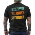 スイム・バイク・ラン トライアスロン選手 アスリート スポーツ トライアスロン メンズTシャツ バックプリント