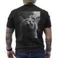 スモーキング 猫 ミーム 大人 ユーモア ノベルティ グラフィック メンズTシャツ バックプリント