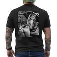 セクシーガールグラフィックtシャツ セクシーブロンドメカニックピンナップガールbw メンズTシャツ バックプリント