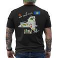 ニューヨーク州地図 観光地 都市 旗 メンズTシャツ バックプリント