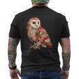 ハート柄の奇抜なパッチワークフクロウ メンズTシャツ バックプリント