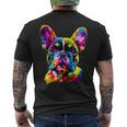 フレンチブルドッグ 犬 カラフル ポップアート レインボーカラー ブルドッグ メンズTシャツ バックプリント