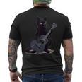 ミュージシャン黒猫ギタリストボンベイキャッツウィズギター メンズTシャツ バックプリント