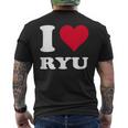 レッドハート I Love Ryu メンズTシャツ バックプリント