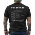 ヴィンテージ ホワイト F14 トムキャット 飛行機 スケマティック F-14 ジェット 長袖tシャツ メンズTシャツ バックプリント