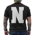 大文字nアルファベットモノグラムイニシャル メンズTシャツ バックプリント