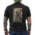手描きの日本の侍 ヴィンテージ ソードマン アニメ 武士道 メンズTシャツ バックプリント