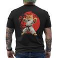 猫 空手 柔道 日本 日没 面白い 空手 猫 メンズTシャツ バックプリント