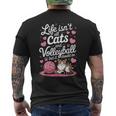 猫とバレーボール 面白いバレーボール メンズTシャツ バックプリント