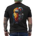 面白いオウムロボット動物愛好家サイボーグオウムロボット Robot Parrot Lover Cyborg Ai メンズTシャツ バックプリント