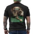 面白い猫 子猫 プールゲーム ビリヤード愛好家 アートデザイン メンズTシャツ バックプリント