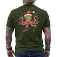 Octopus Glasses Santa Hat Christmas Light Ocean Xmas Men's T-shirt Back Print