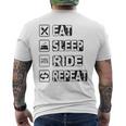 Eatleep Ride Repeat オートバイ バイク モーターサイクリスト 格言 メンズTシャツ バックプリント