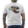 かわいい犬のテニス漫画アート メンズTシャツ バックプリント