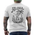 アロハ レトロ ハワイ ヤシの木 ルアウ ダンサー シルエット トロピカル メンズTシャツ バックプリント