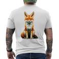キツネ アニマル柄 グラフィック ポートレート イラスト 幾何学 キツネ メンズTシャツ バックプリント
