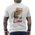 キューピッドコスチュームを着た面白い猫、聖バレンタインの猫の自撮り。 メンズTシャツ バックプリント